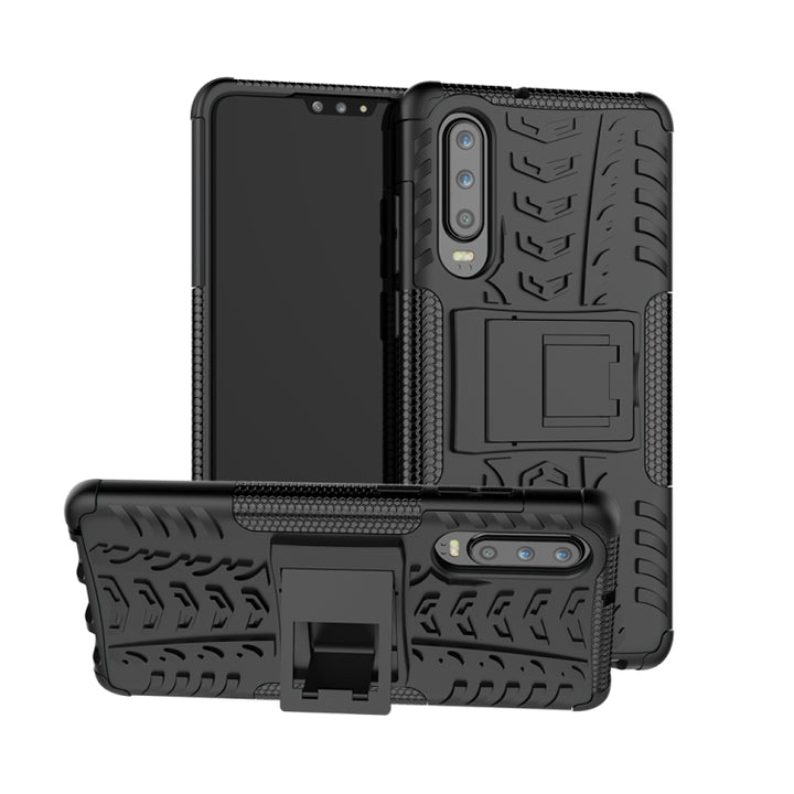 Tire Texture TPU+PC Shockproof Case for Huawei P30, with Holder, For Huawei P30