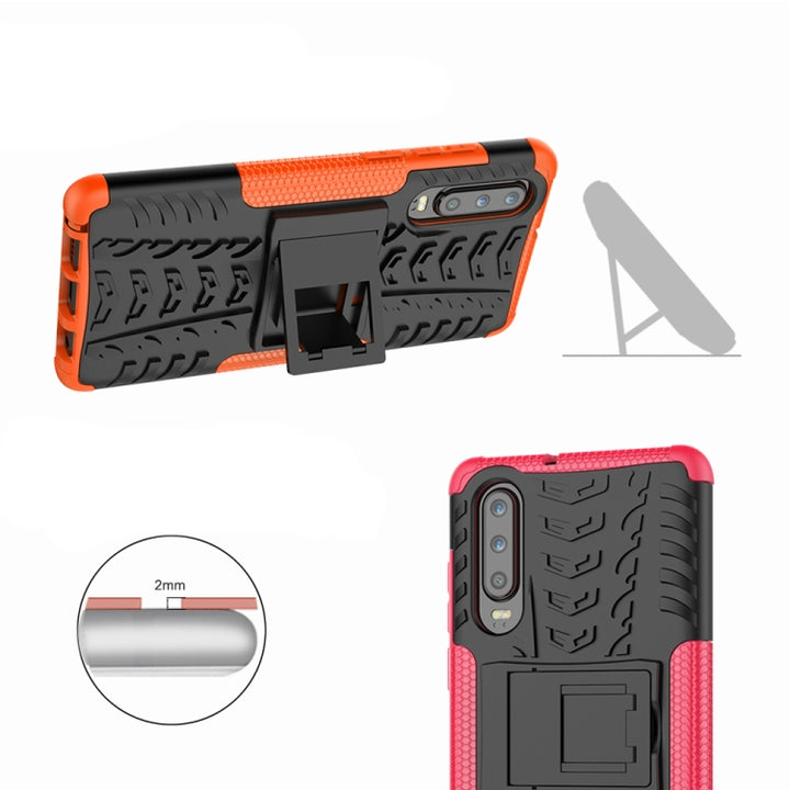 Tire Texture TPU+PC Shockproof Case for Huawei P30, with Holder, For Huawei P30