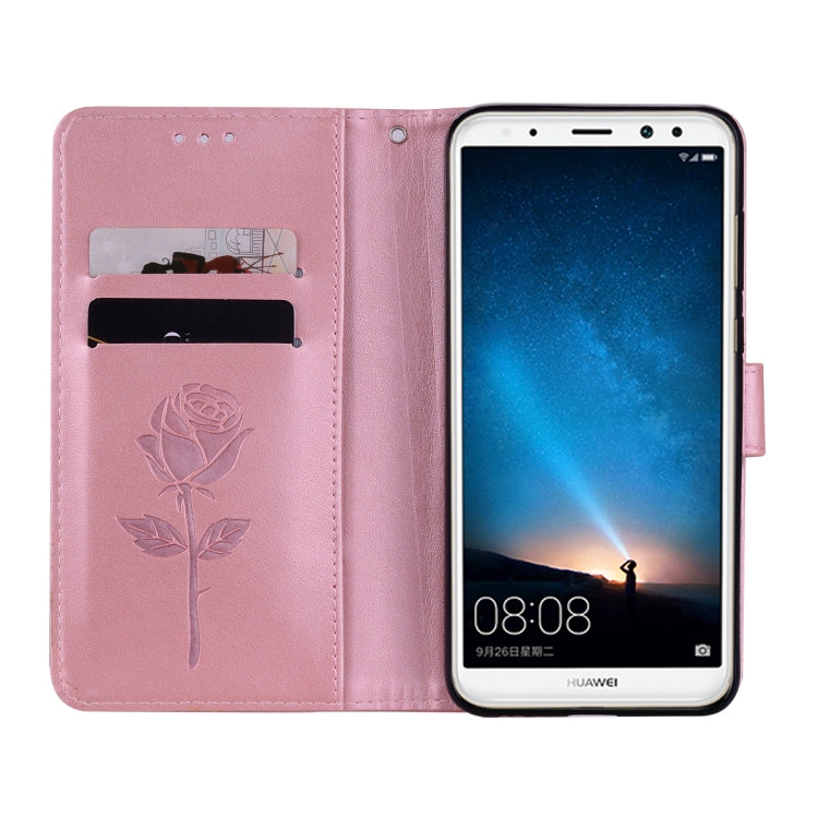 For Huawei Mate 10 Lite Rose Embossed Horizontal Flip Environmental PU Leather Case with Holder & Card Slots & Wallet, For Huawei Mate 10 Lite, For Mate 10 Lite, For HAW0148_B1, Huawei Mate 10 Lite