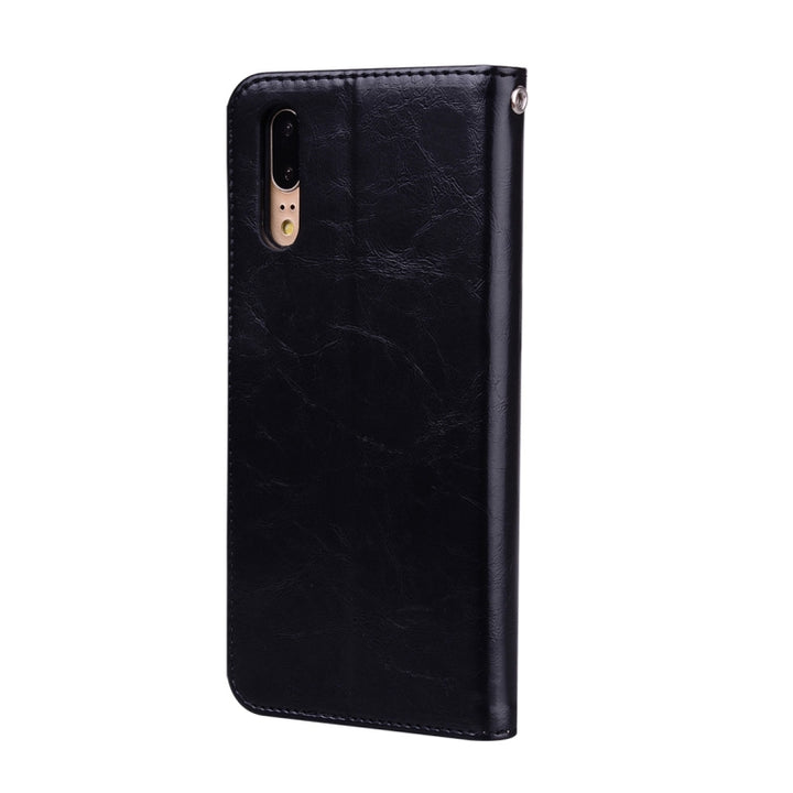 For Huawei P20 Business Style Oil Wax Texture Horizontal Flip Leather Case with Holder & Card Slots & Wallet, For Huawei P20