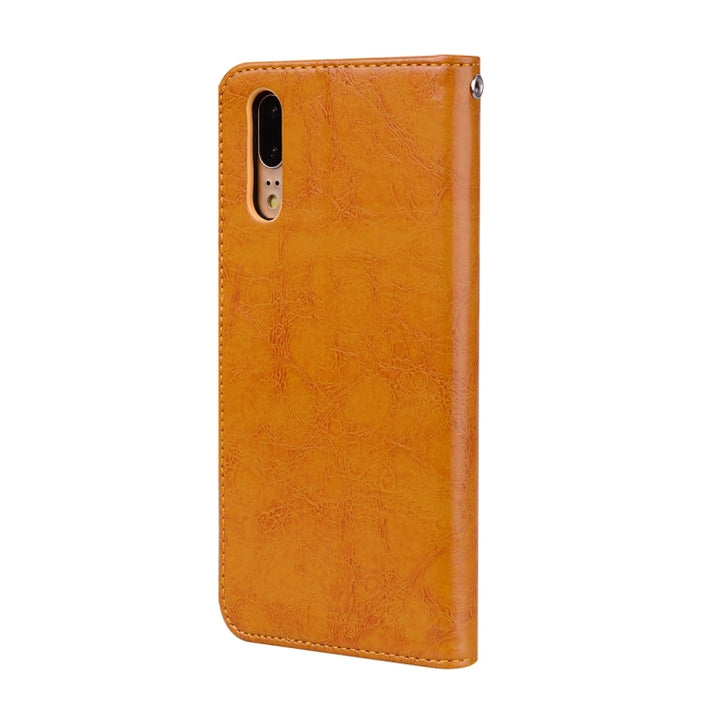 For Huawei P20 Business Style Oil Wax Texture Horizontal Flip Leather Case with Holder & Card Slots & Wallet, For Huawei P20