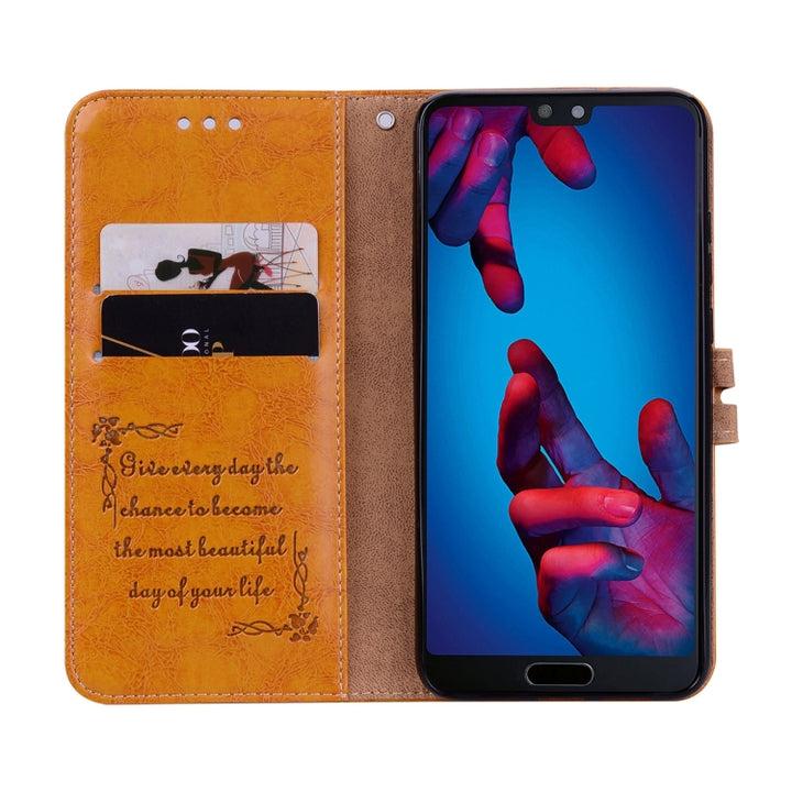 For Huawei P20 Business Style Oil Wax Texture Horizontal Flip Leather Case with Holder & Card Slots & Wallet, For Huawei P20