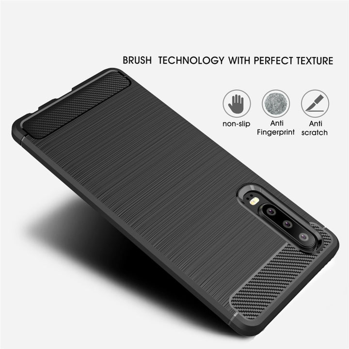 Brushed Texture Carbon Fiber Shockproof TPU Case for Huawei P30, Huawei P30