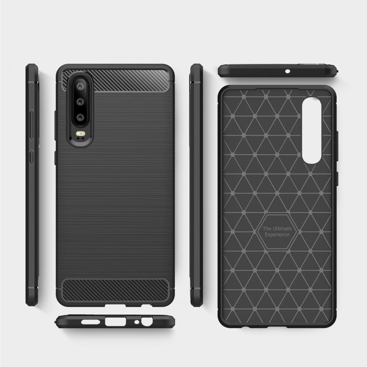 Brushed Texture Carbon Fiber Shockproof TPU Case for Huawei P30, Huawei P30