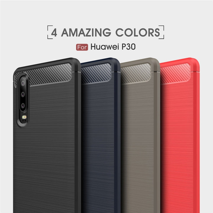 Brushed Texture Carbon Fiber Shockproof TPU Case for Huawei P30, Huawei P30