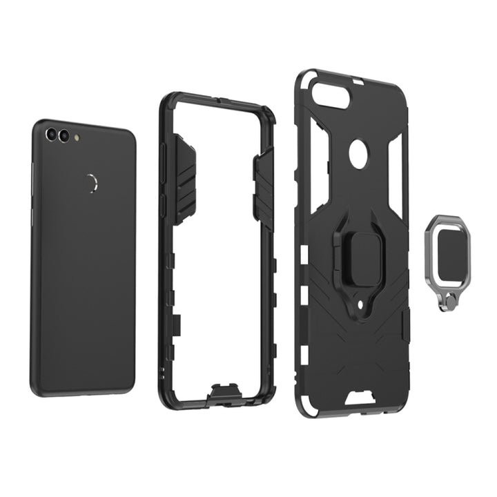 PC + TPU Shockproof Protective Case for Huawei Y9 2018, with Magnetic Ring Holder, For Huawei Y9 2018