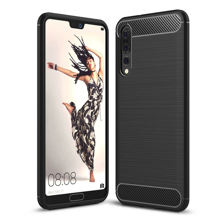 For Huawei  P20 Pro Brushed Texture Carbon Fiber Shockproof TPU Protective Back Case, Huawei P20 Pro