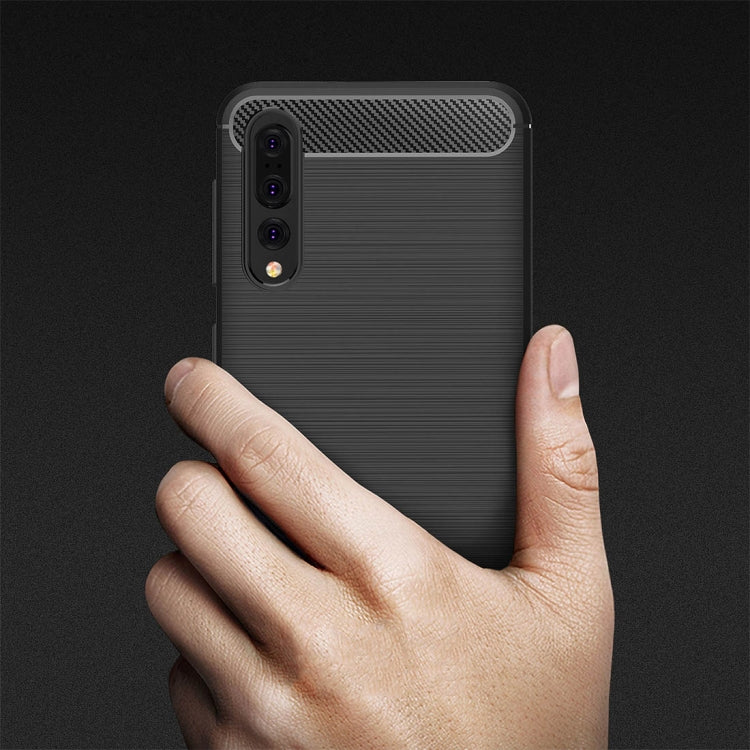 For Huawei  P20 Pro Brushed Texture Carbon Fiber Shockproof TPU Protective Back Case, Huawei P20 Pro