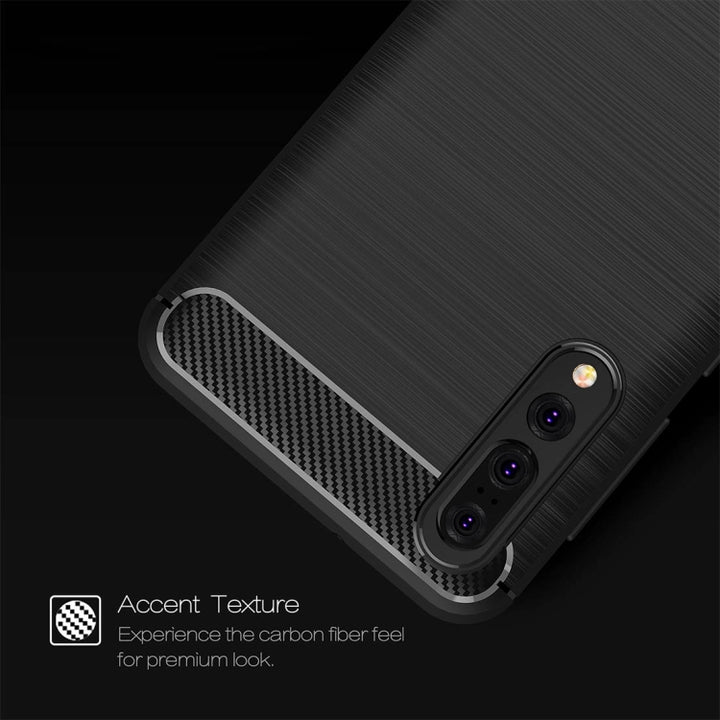 For Huawei  P20 Pro Brushed Texture Carbon Fiber Shockproof TPU Protective Back Case, Huawei P20 Pro