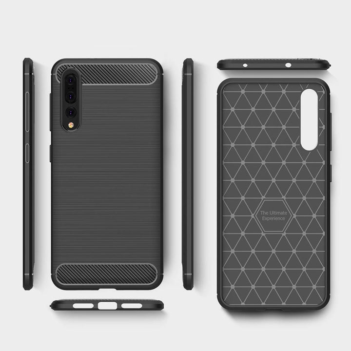 For Huawei  P20 Pro Brushed Texture Carbon Fiber Shockproof TPU Protective Back Case, Huawei P20 Pro