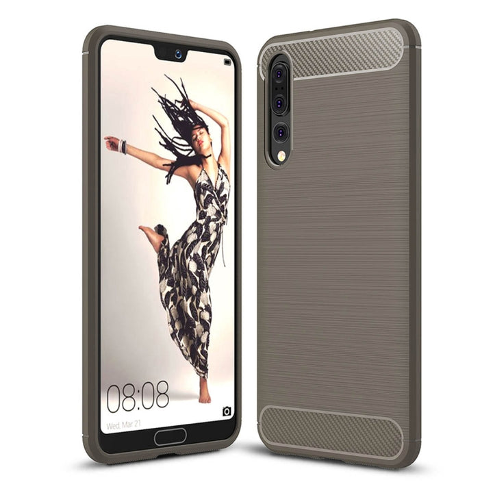 For Huawei  P20 Pro Brushed Texture Carbon Fiber Shockproof TPU Protective Back Case, Huawei P20 Pro