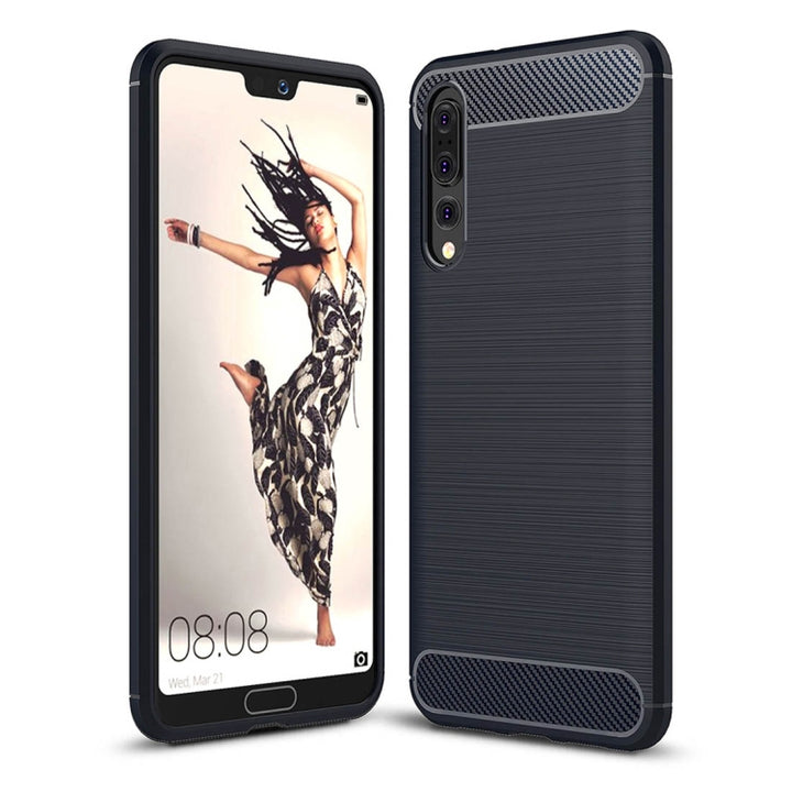 For Huawei  P20 Pro Brushed Texture Carbon Fiber Shockproof TPU Protective Back Case, Huawei P20 Pro