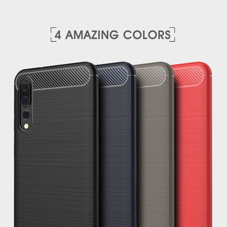 For Huawei  P20 Pro Brushed Texture Carbon Fiber Shockproof TPU Protective Back Case, Huawei P20 Pro