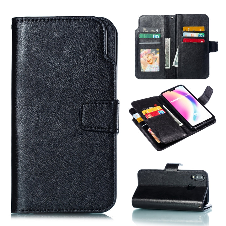 Multifunctional Litchi Texture Horizontal Flip Leather Case for Huawei P20 Lite, with Nine Card Slot & Holder & Wallet, For Huawei P20 Lite