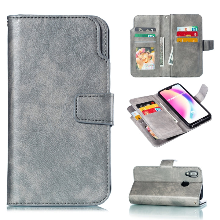 Multifunctional Litchi Texture Horizontal Flip Leather Case for Huawei P20 Lite, with Nine Card Slot & Holder & Wallet, For Huawei P20 Lite