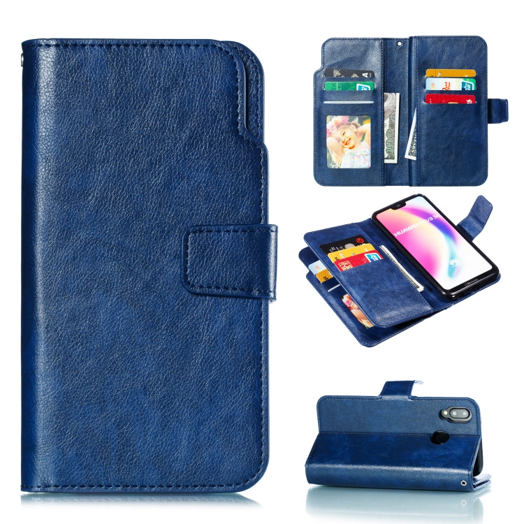 Multifunctional Litchi Texture Horizontal Flip Leather Case for Huawei P20 Lite, with Nine Card Slot & Holder & Wallet, For Huawei P20 Lite