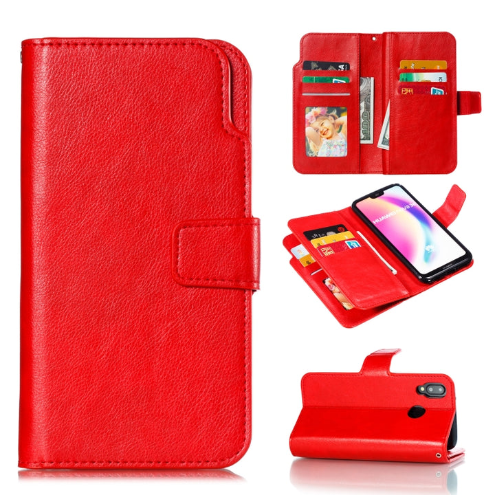 Multifunctional Litchi Texture Horizontal Flip Leather Case for Huawei P20 Lite, with Nine Card Slot & Holder & Wallet, For Huawei P20 Lite