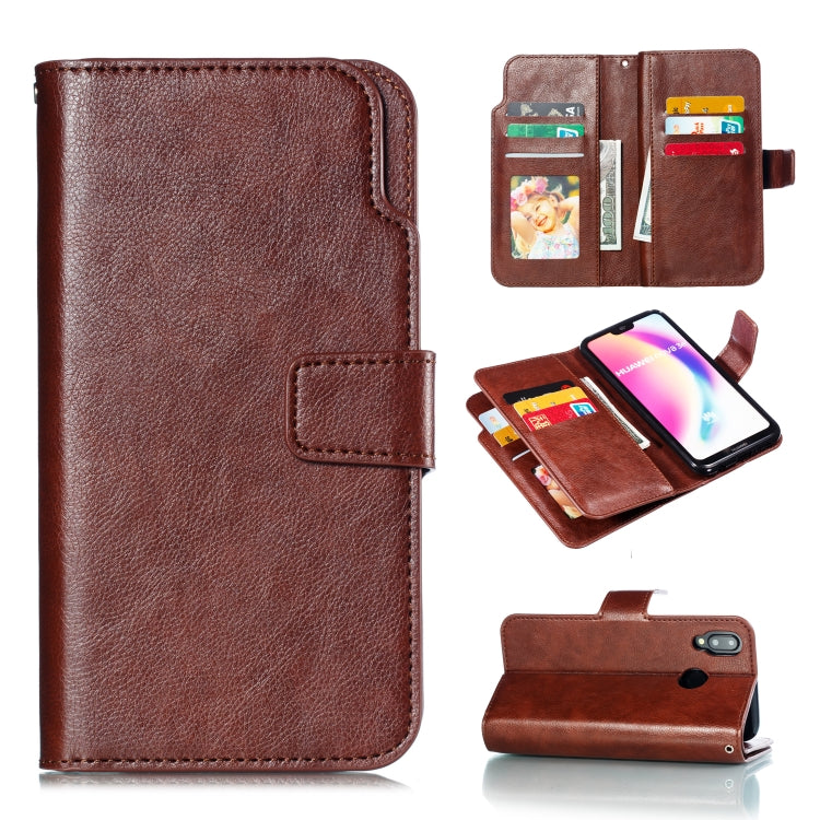 Multifunctional Litchi Texture Horizontal Flip Leather Case for Huawei P20 Lite, with Nine Card Slot & Holder & Wallet, For Huawei P20 Lite