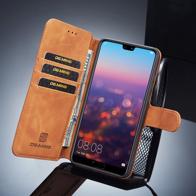 DG.MING Retro Oil Side Horizontal Flip Case for Huawei P20, with Holder & Card Slots & Wallet, Huawei P20