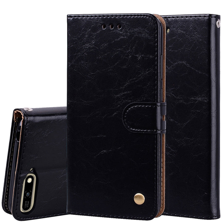 Business Style Oil Wax Texture Horizontal Flip Leather Case for Huawei Y6 (2018), with Holder & Card Slots & Wallet, For HuaweiY6 (2018), For Huawei Y6 (2018)