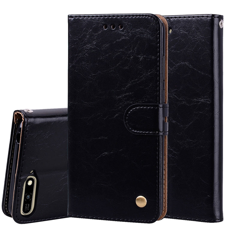 Business Style Oil Wax Texture Horizontal Flip Leather Case for Huawei Y6 (2018), with Holder & Card Slots & Wallet, For Huawei Y6 (2018), For HuaweiY6 (2018)