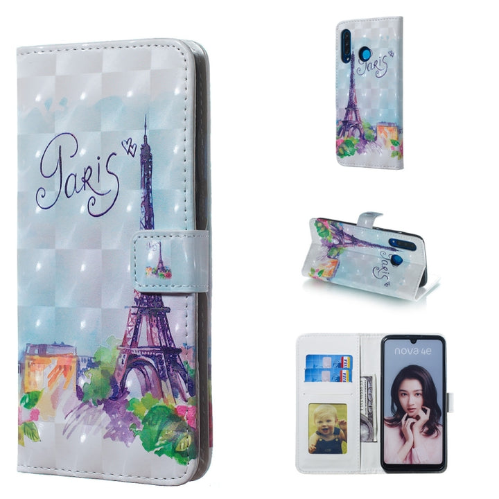 Tower Pattern 3D Horizontal Flip Leather Case for Huawei P30 Lite, with Holder & Card Slots & Photo Frame & Wallet, Huawei P30 Lite