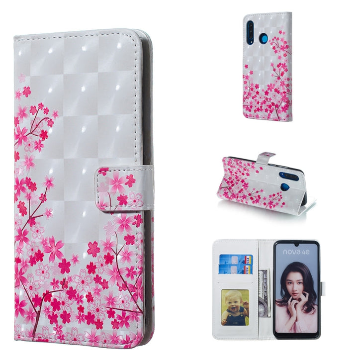 Sakura Pattern 3D Horizontal Flip Leather Case for Huawei P30 Lite, with Holder & Card Slots & Photo Frame & Wallet, Huawei P30 Lite