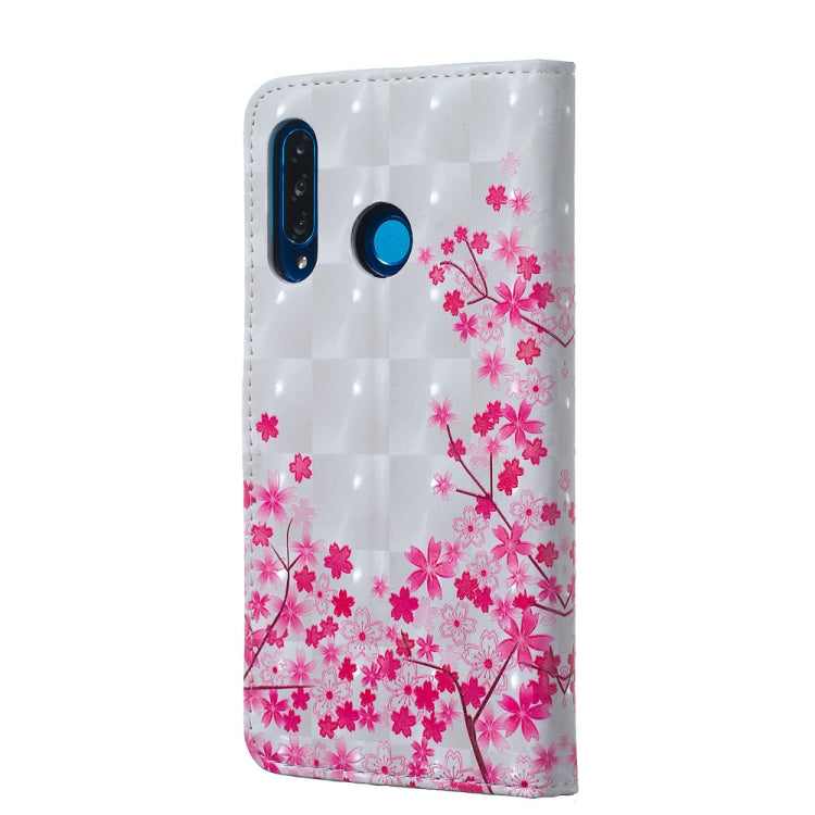 Sakura Pattern 3D Horizontal Flip Leather Case for Huawei P30 Lite, with Holder & Card Slots & Photo Frame & Wallet, Huawei P30 Lite