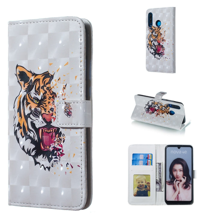 Tiger Pattern 3D Horizontal Flip Leather Case for Huawei P30 Lite, with Holder & Card Slots & Photo Frame & Wallet, Huawei P30 Lite