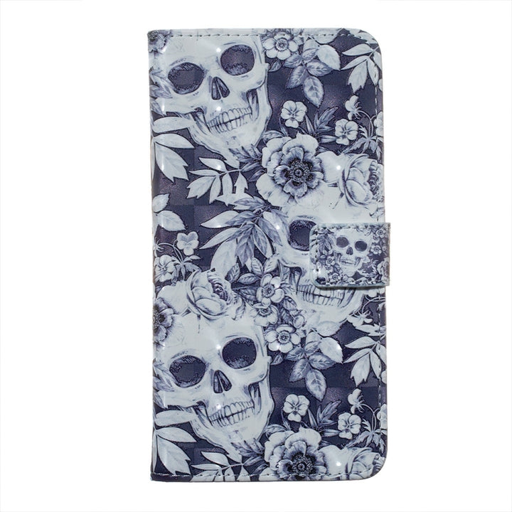 Skull and Flower Pattern 3D Horizontal Flip Leather Case for Huawei P30 Lite, with Holder & Card Slots & Photo Frame & Wallet, Huawei P30 Lite