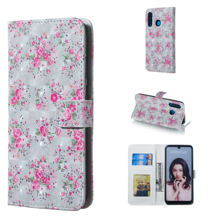 Rose Pattern 3D Horizontal Flip Leather Case for Huawei P30 Lite, with Holder & Card Slots & Photo Frame & Wallet, Huawei P30 Lite