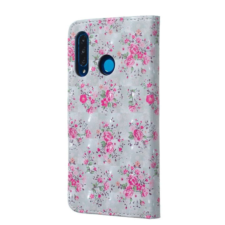 Rose Pattern 3D Horizontal Flip Leather Case for Huawei P30 Lite, with Holder & Card Slots & Photo Frame & Wallet, Huawei P30 Lite