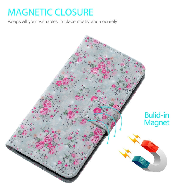 Rose Pattern 3D Horizontal Flip Leather Case for Huawei P30 Lite, with Holder & Card Slots & Photo Frame & Wallet, Huawei P30 Lite