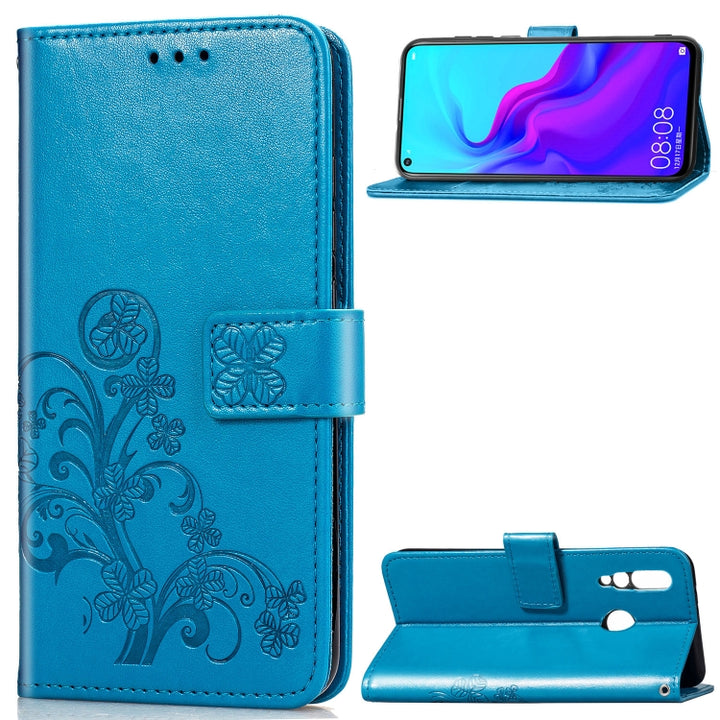 Lucky Clover Pressed Flowers Pattern Leather Case for Huawei Nova 4, with Holder & Card Slots & Wallet & Hand Strap, For Huawei Nova 4, Huawei Nova 4