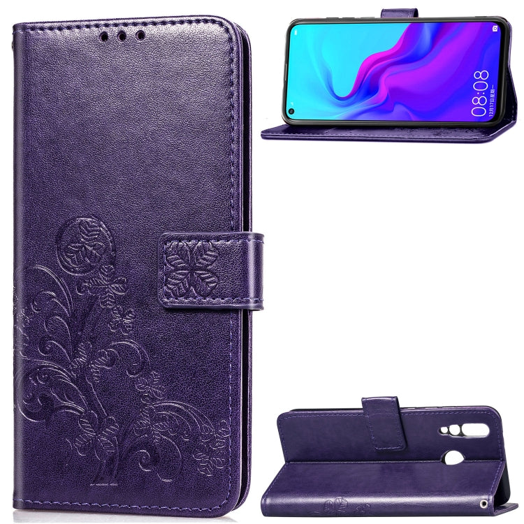 Lucky Clover Pressed Flowers Pattern Leather Case for Huawei Nova 4, with Holder & Card Slots & Wallet & Hand Strap, For Huawei Nova 4, Huawei Nova 4