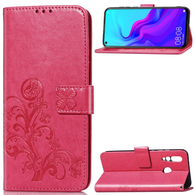 Lucky Clover Pressed Flowers Pattern Leather Case for Huawei Nova 4, with Holder & Card Slots & Wallet & Hand Strap, For Huawei Nova 4, Huawei Nova 4