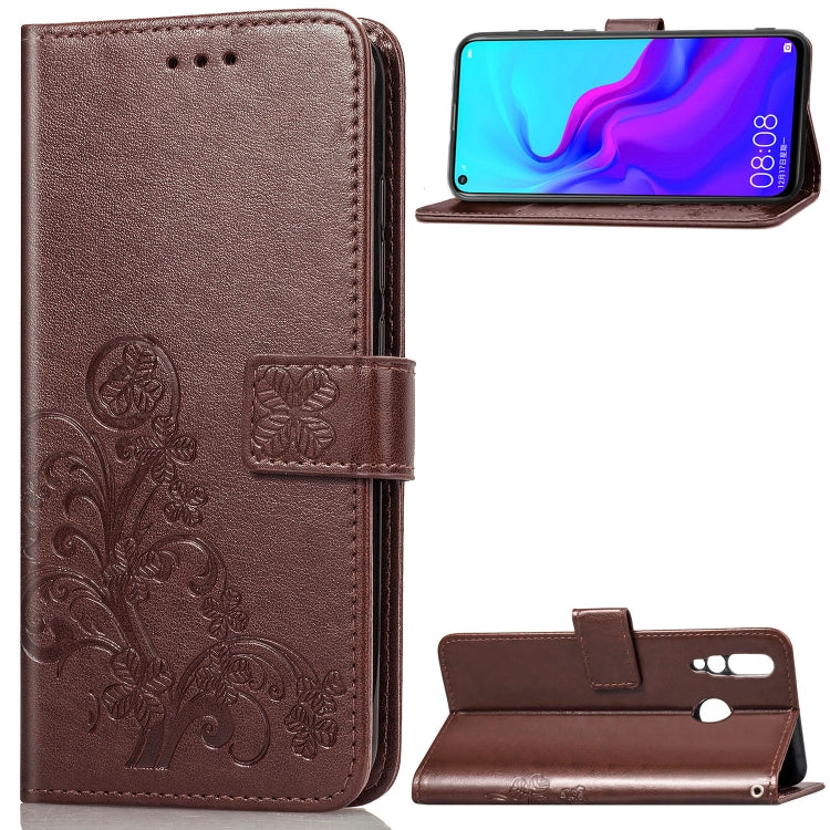 Lucky Clover Pressed Flowers Pattern Leather Case for Huawei Nova 4, with Holder & Card Slots & Wallet & Hand Strap, For Huawei Nova 4, Huawei Nova 4