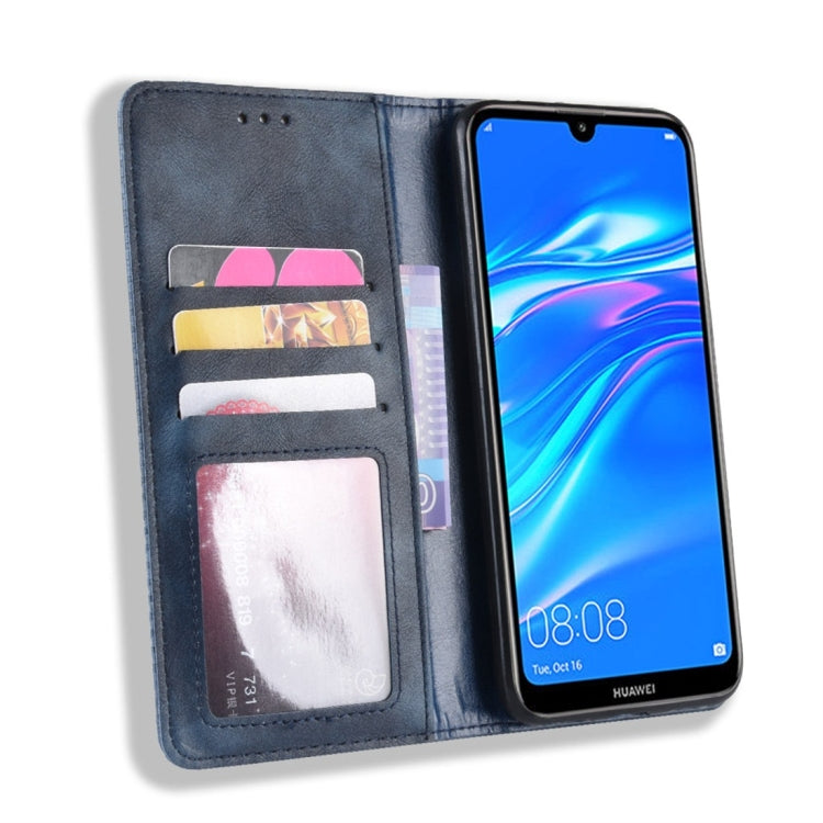 Magnetic Buckle Retro Texture Horizontal Flip Leather Case for Huawei Y7 (2019) / Y7 Prime (2019), with Holder & Card Slots & Wallet, For Huawei Y7 (2019)