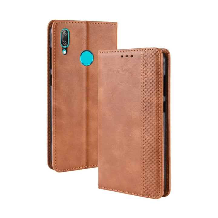 Magnetic Buckle Retro Texture Horizontal Flip Leather Case for Huawei Y7 (2019) / Y7 Prime (2019), with Holder & Card Slots & Wallet, For Huawei Y7 (2019)