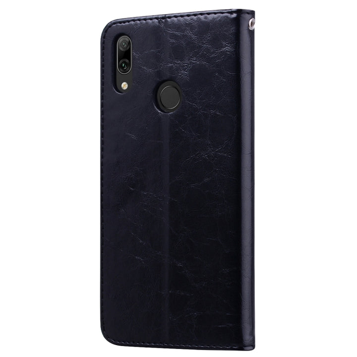 Business Style Oil Wax Texture Horizontal Flip Leather Case for Huawei Y7 (2019), with Holder & Card Slots & Wallet, For Huawei Y7 (2019)