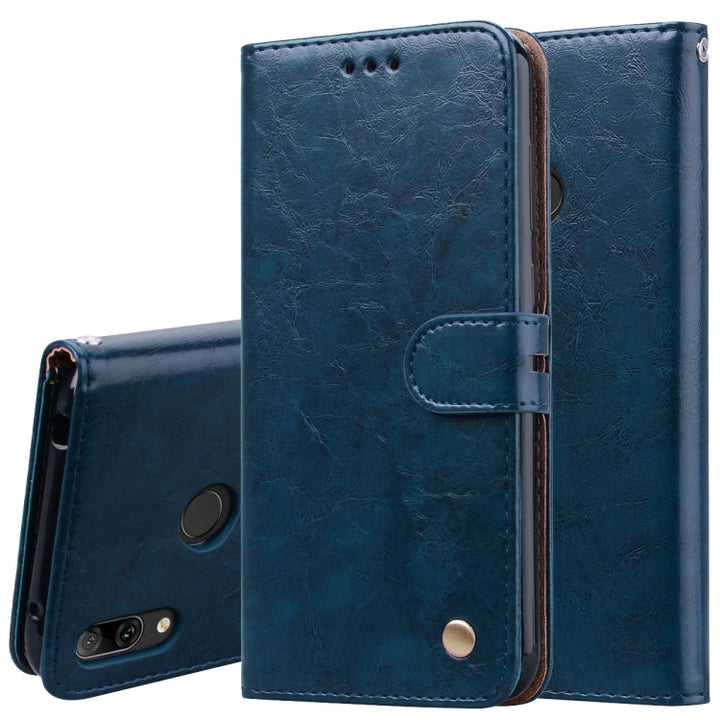 Business Style Oil Wax Texture Horizontal Flip Leather Case for Huawei Y7 (2019), with Holder & Card Slots & Wallet, For Huawei Y7 (2019)