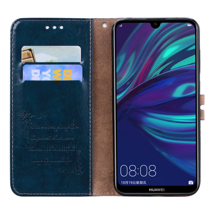 Business Style Oil Wax Texture Horizontal Flip Leather Case for Huawei Y7 (2019), with Holder & Card Slots & Wallet, For Huawei Y7 (2019)