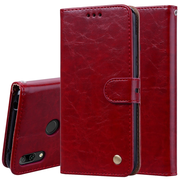 Business Style Oil Wax Texture Horizontal Flip Leather Case for Huawei Y7 (2019), with Holder & Card Slots & Wallet, For Huawei Y7 (2019)