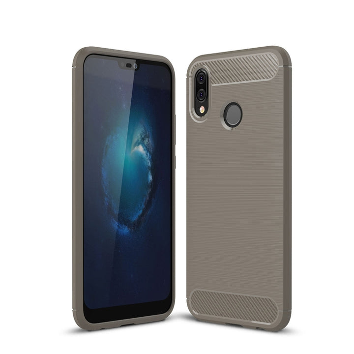 For Huawei  P20 Lite Brushed Texture Carbon Fiber Shockproof TPU Protective Back Case , Huawei P20 Lite