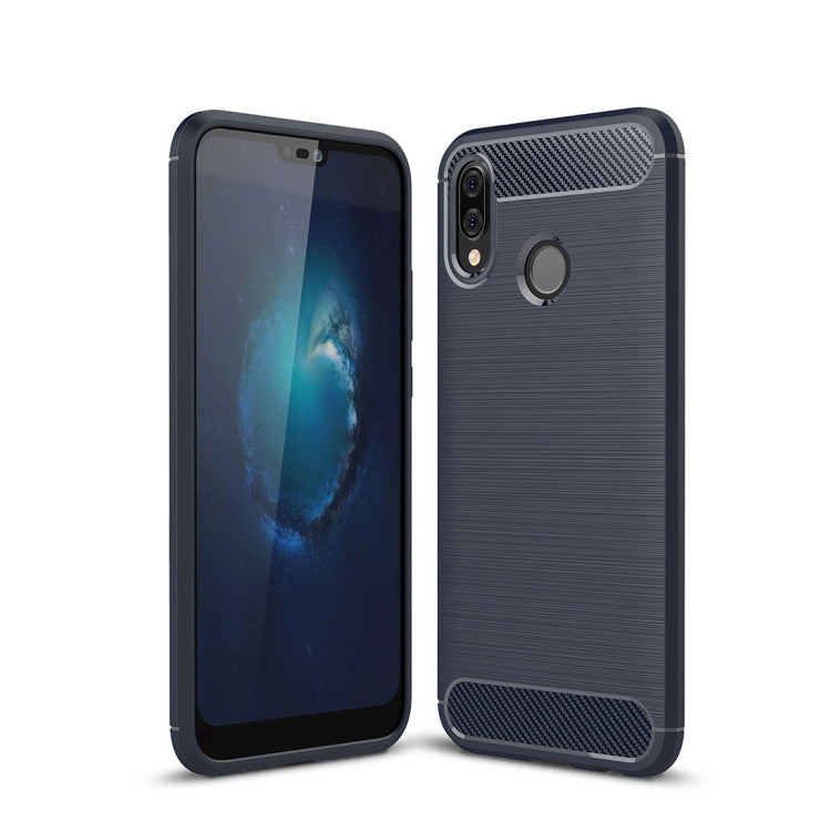 For Huawei  P20 Lite Brushed Texture Carbon Fiber Shockproof TPU Protective Back Case , Huawei P20 Lite