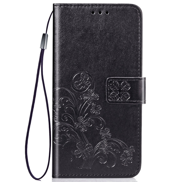 Lucky Clover Pressed Flowers Pattern Leather Case for Huawei Y6 2019, with Holder & Card Slots & Wallet & Hand Strap, Huawei Y6 2019, For Huawei Y6 2019