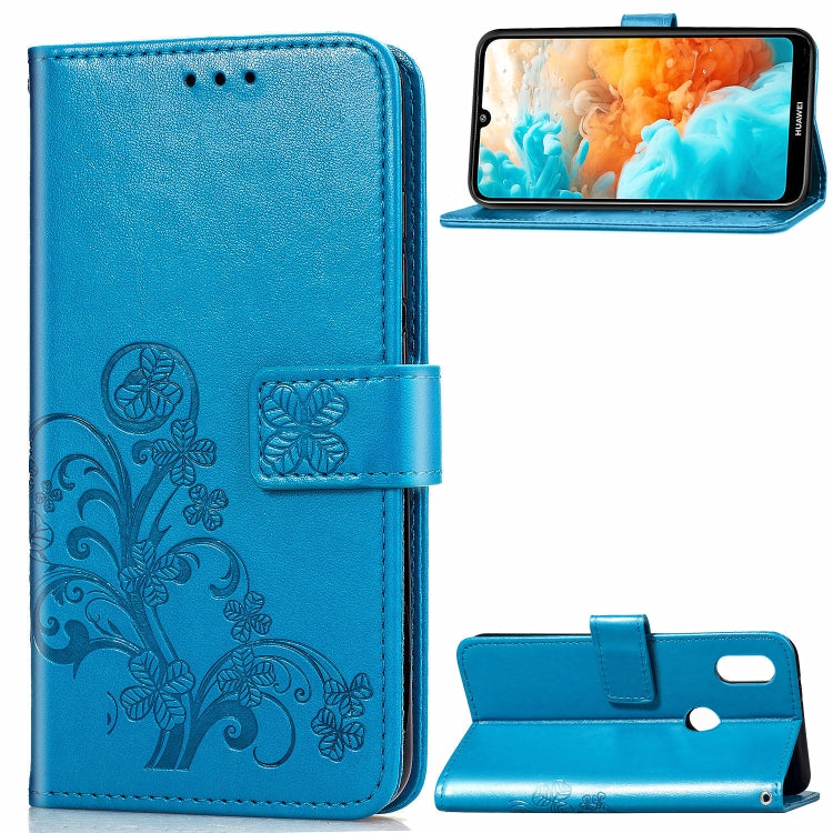 Lucky Clover Pressed Flowers Pattern Leather Case for Huawei Y6 2019, with Holder & Card Slots & Wallet & Hand Strap, Huawei Y6 2019, For Huawei Y6 2019