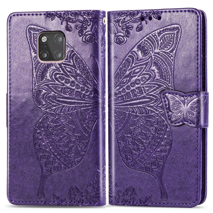 Butterfly Love Flowers Embossing Horizontal Flip Leather Case for Huawei Mate 20 Pro, with Holder & Card Slots & Wallet, For Huawei Mate 20 Pro