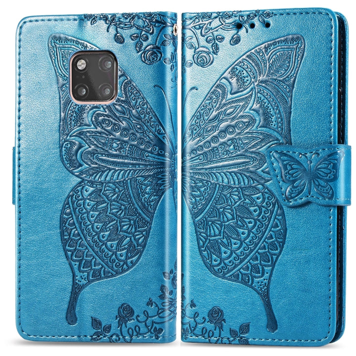 Butterfly Love Flowers Embossing Horizontal Flip Leather Case for Huawei Mate 20 Pro, with Holder & Card Slots & Wallet, For Huawei Mate 20 Pro