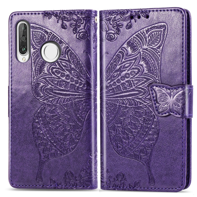 Butterfly Love Flowers Embossing Horizontal Flip Leather Case for Huawei P30 Lite / Nova 4e, with Holder & Card Slots & Wallet & Lanyard, For Huawei P30 Lite / Nova 4e